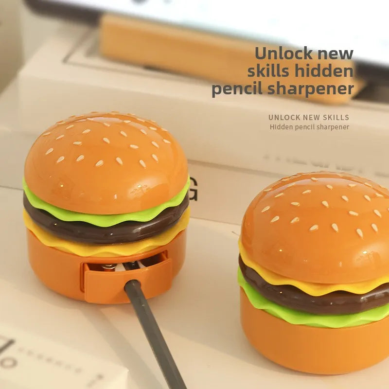 Original Practical Reading Burger Night Light LED Charging Bedside Sleep Light Learning Pencil Sharpener Can Be Stored Desk Lamp