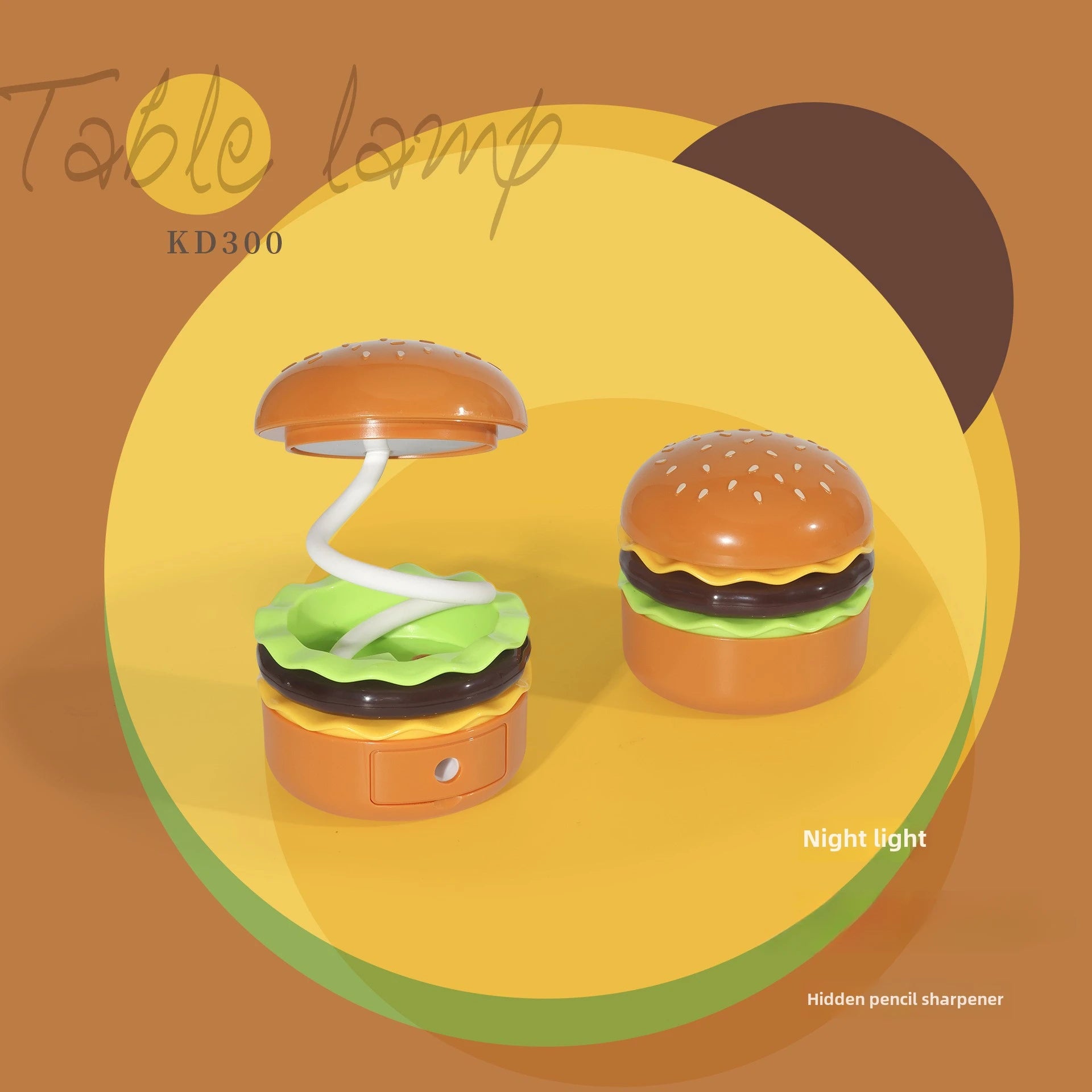 Original Practical Reading Burger Night Light LED Charging Bedside Sleep Light Learning Pencil Sharpener Can Be Stored Desk Lamp