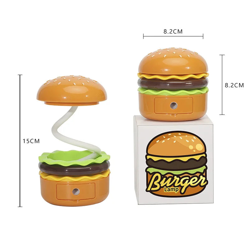 Original Practical Reading Burger Night Light LED Charging Bedside Sleep Light Learning Pencil Sharpener Can Be Stored Desk Lamp